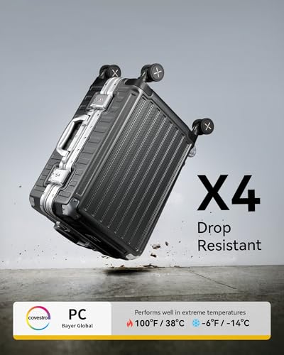 LUGGEX Aluminum Frame Luggage with Spinner Wheels, Zipperless Polycarbonate Hard Shell Carry On Luggage, 20 Inch Suitcases, Charcoal Metallic