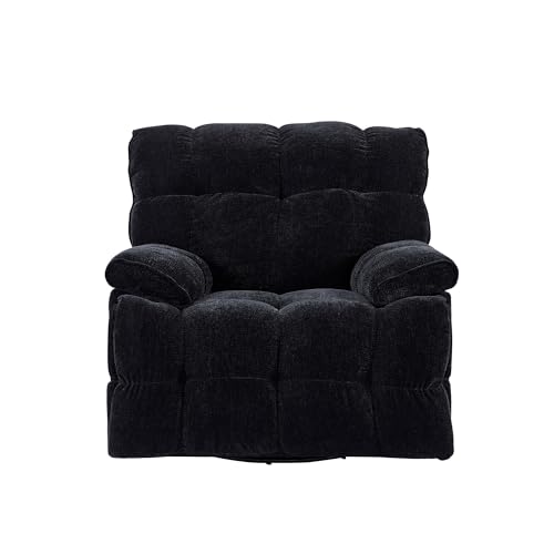 Oversized Rocker Recliner Chair, Overstuffed Swivel Rocking Chair Lazyboy Single Sofa Chair Living Room Reclining Chair with Breathable Velvet Fabric Gift for Mother Adults Cream White