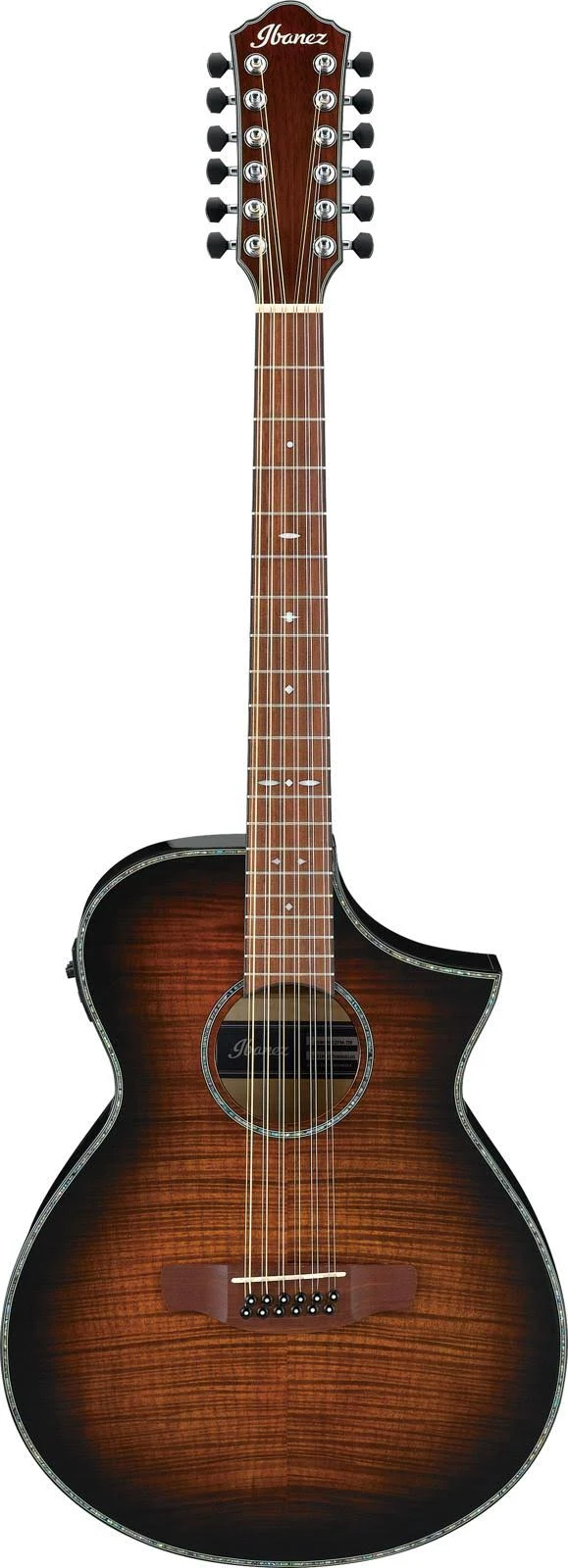 Ibanez AEWC4012FM 12-String Acoustic Electric Guitar- Tiger Burst