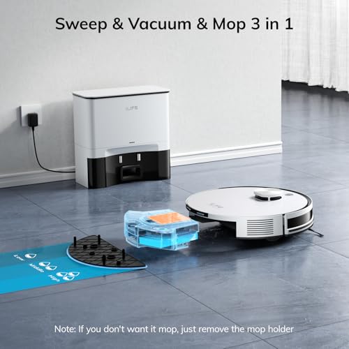 ILIFE V3s Pro Robot Vacuum Cleaner, Tangle-free Suction , Slim, Automatic Self-Charging Robotic Vacuum Cleaner, Daily Schedule Cleaning, Ideal For Pet Hair，Hard Floor and Low Pile Carpet,Pearl White