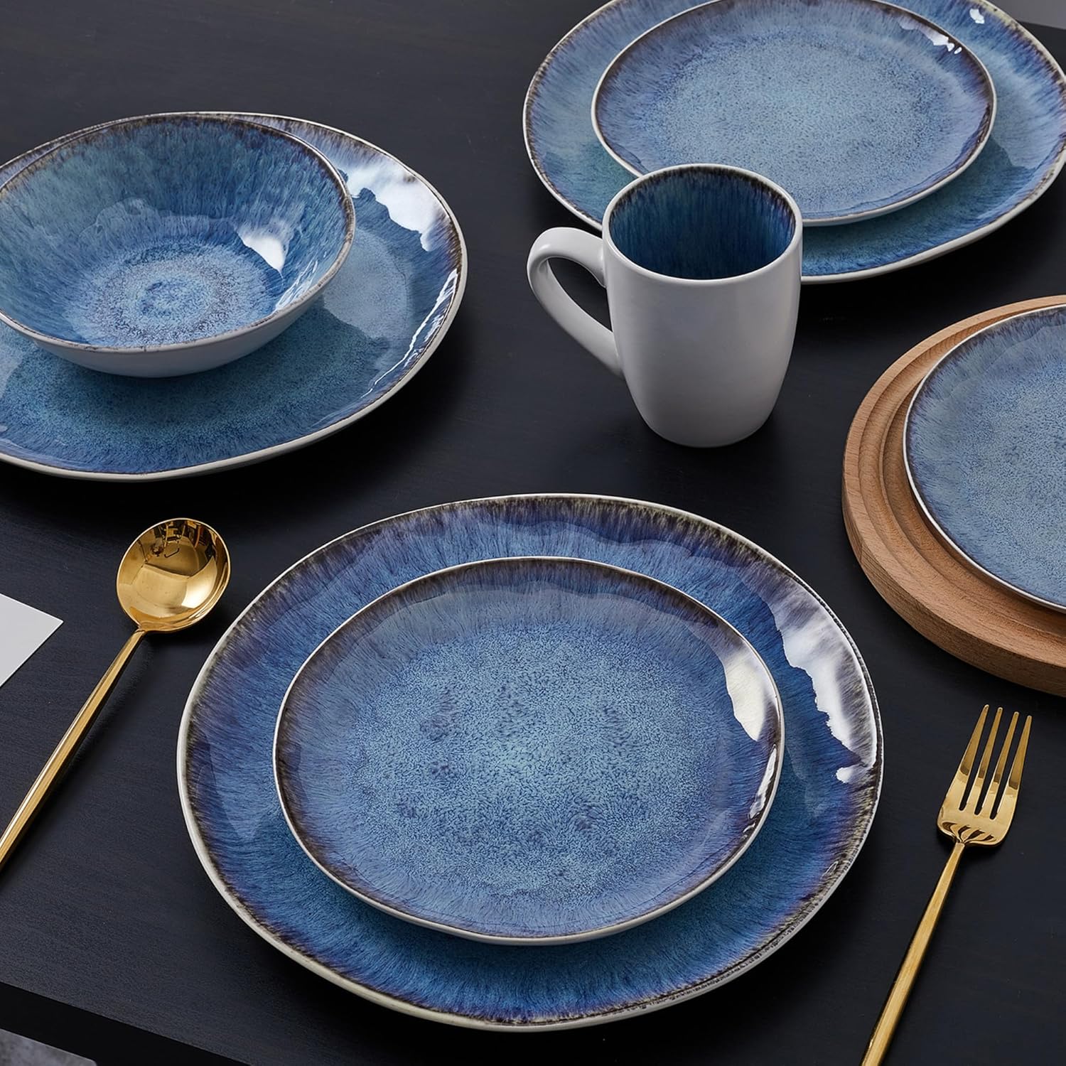 Stone lain Romy Stoneware Dinnerware Set, 16-Piece Service for 4, Blue