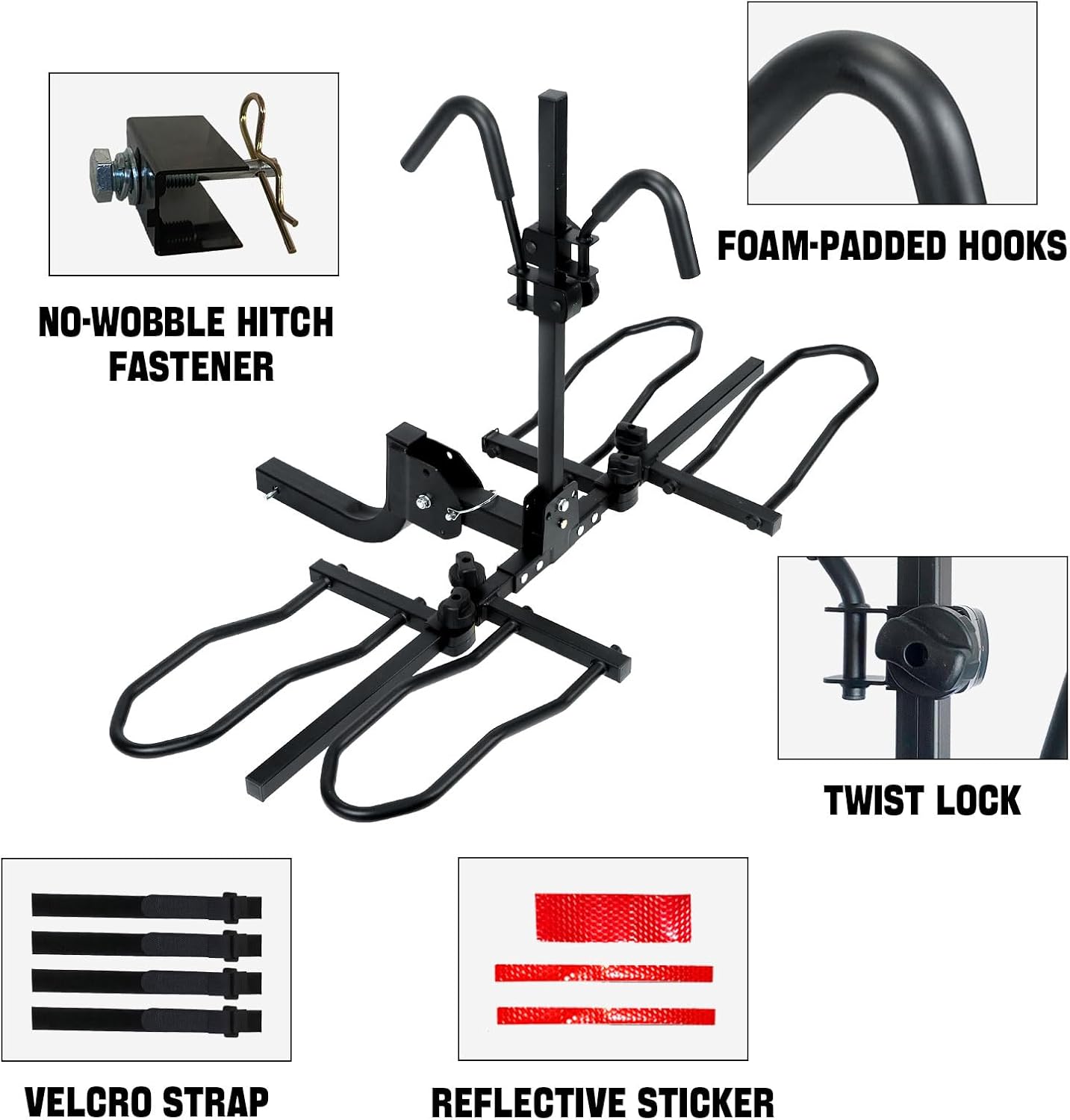 XCAR 2-Bike Hitch Mounted Platform Bicycle Rack Foldable Bike Carriers for Cars Trucks SUVs Minivans with 2" Hitch Receiver