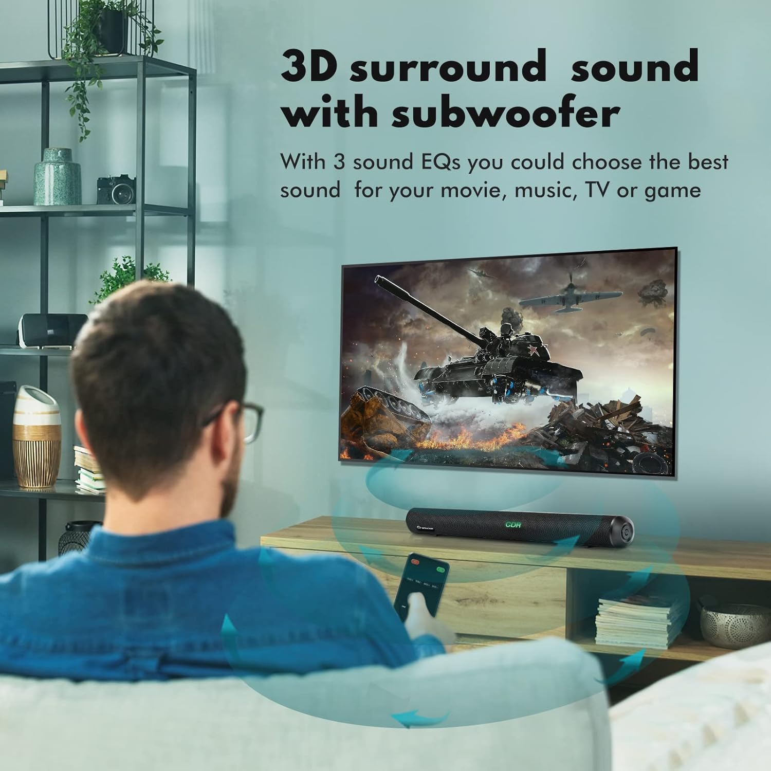 Wohome Sound Bars for TV with Subwoofer, 28-INCH 120W Ultra Slim Surround Soundbar Speakers System with Wireless Bluetooth 5.0 HDMI-ARC Optical RCA USB AUX Input, Works with 4K & HD TVs, Model S99