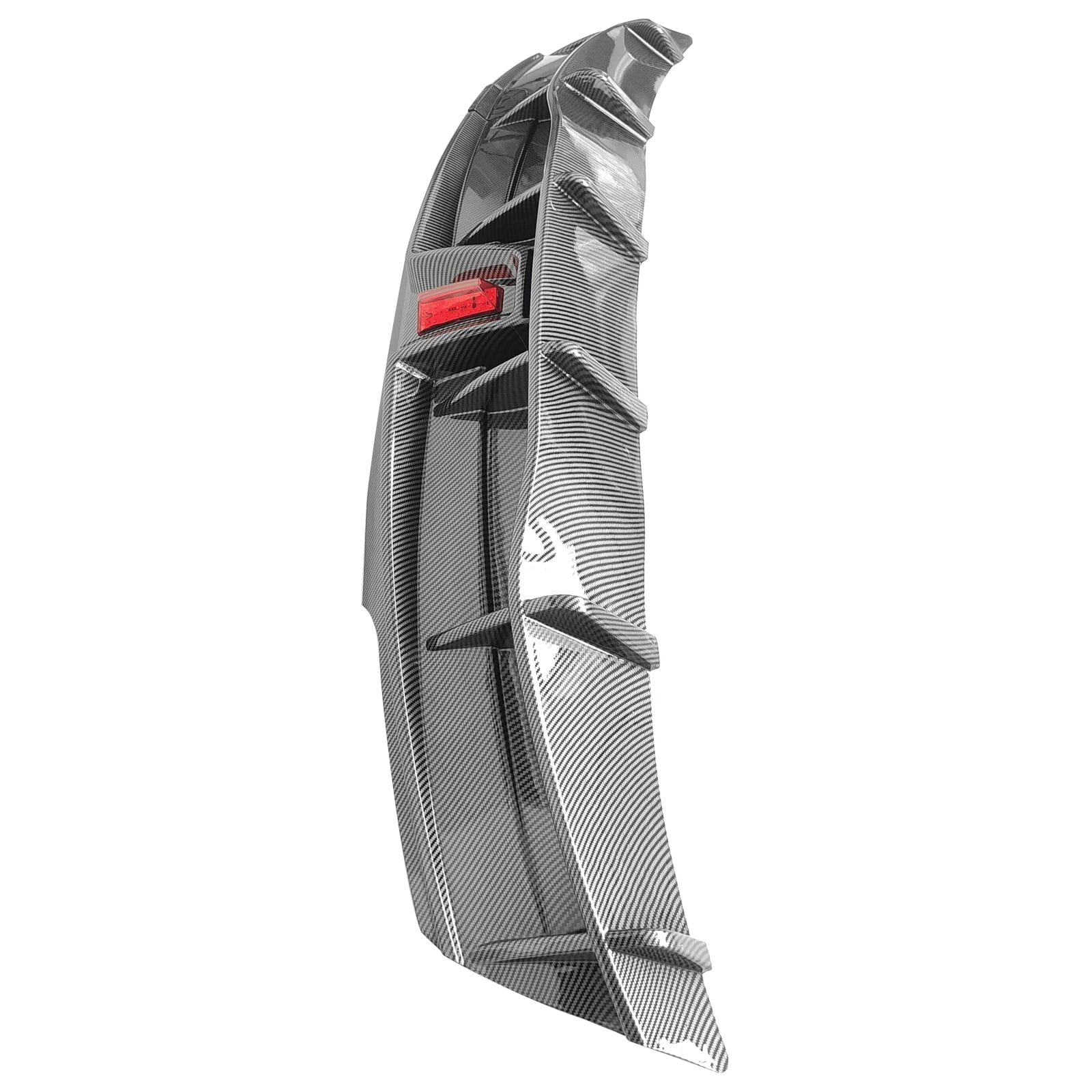 Ikon Motorsports Rear Diffuser Lip Compatible With 2020-2023 Tesla Model Y Sport 4-Door Carbon Fiber Print IKON Style PP Rear Lower Bumper Protector Lip With LED Lamp