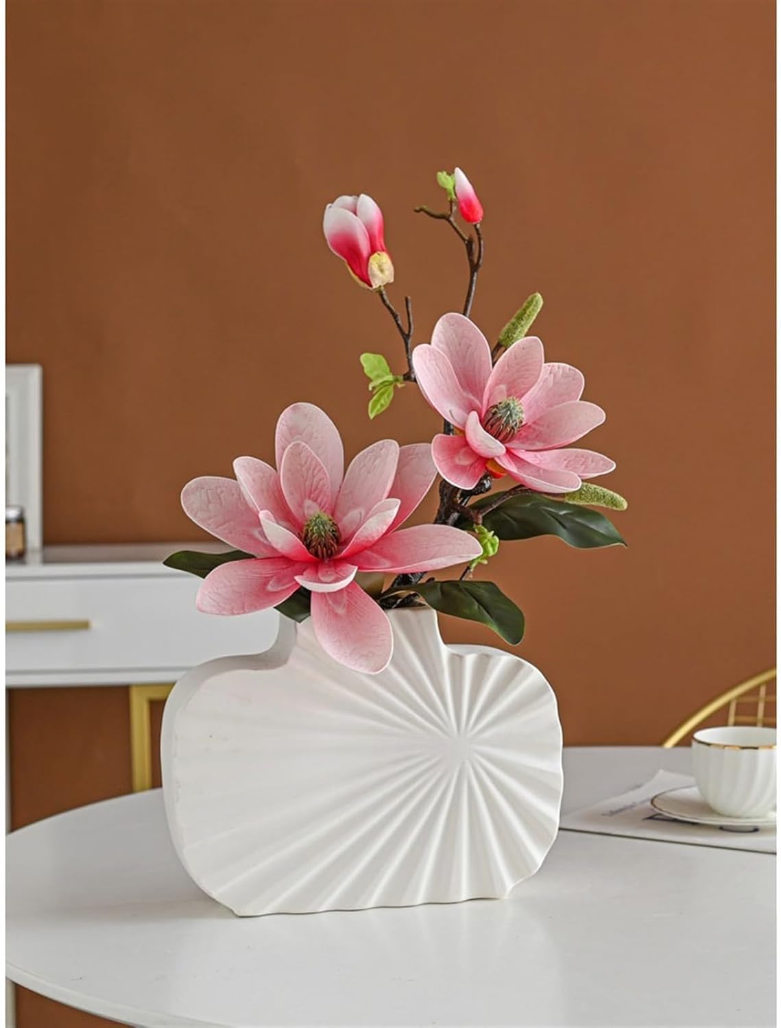 Artificial Flower, Modern Simple Magnolia Fake Flower Arrangement Living Room Simulation Bouquet Vase Flower Arrangement Hotel Decorations,Decoration Bouquets
