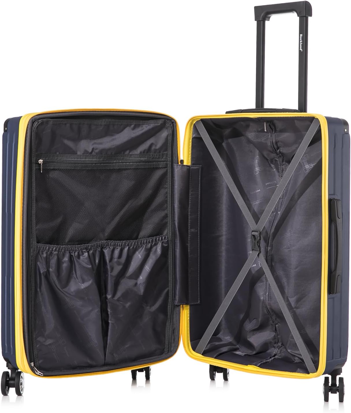 Rockland Hardside Spinner Wheel Carry On with Tote Luggage Set, Navy