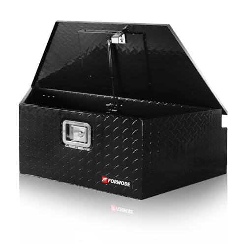 39 Inch Trailer Tongue Box Aluminum Trailer Tool Box for Storage Toolbox with Lock - Black