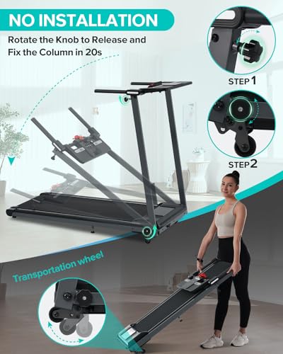 Treadmill-Walking Pad-Merax Treadmills for Home/Office, 2.5HP Electric Treadmill with 12 HIIT Modes, Space Saving Small Treadmill with Large Running Area, LCD Display, Pulse Sensor Easy to Fold