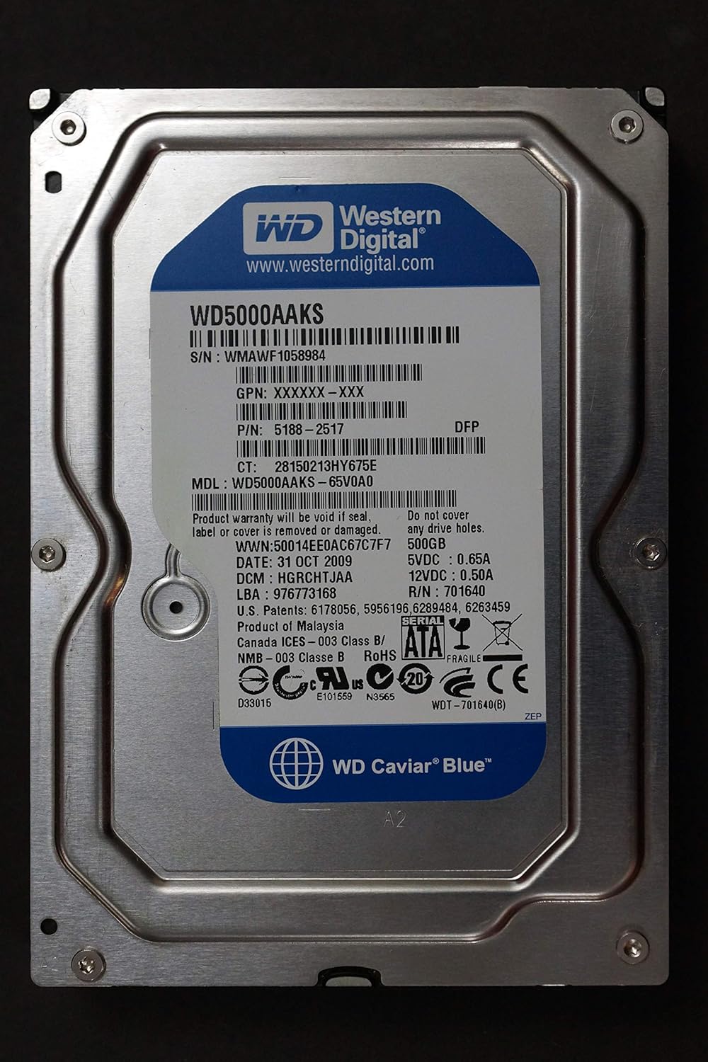 Western Digital WD5000AAKS 500GB Hard Drive