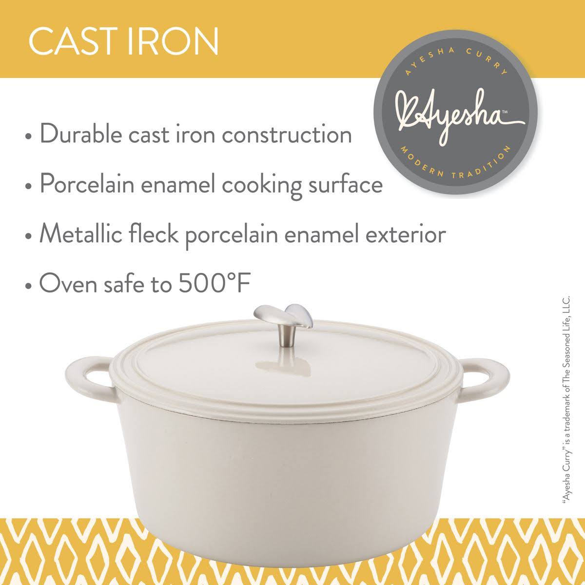Ayesha Curry 6-Quart Cast Iron Enamel Dutch Oven French Vanilla