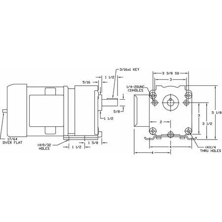 Dayton 6Z822 AC Gearmotor, 161 RPM, TEFC, 115/230V
