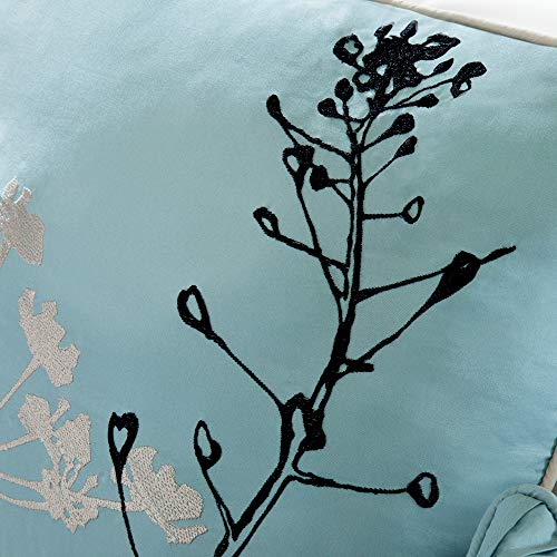Madison Park Quincy Cozy Comforter Nature Scenery Design - All Season Bedding, Matching Bed Skirt, Decorative Pillows, Quincy, Leaf & Bird Khaki King(104"x92") 7 Piece