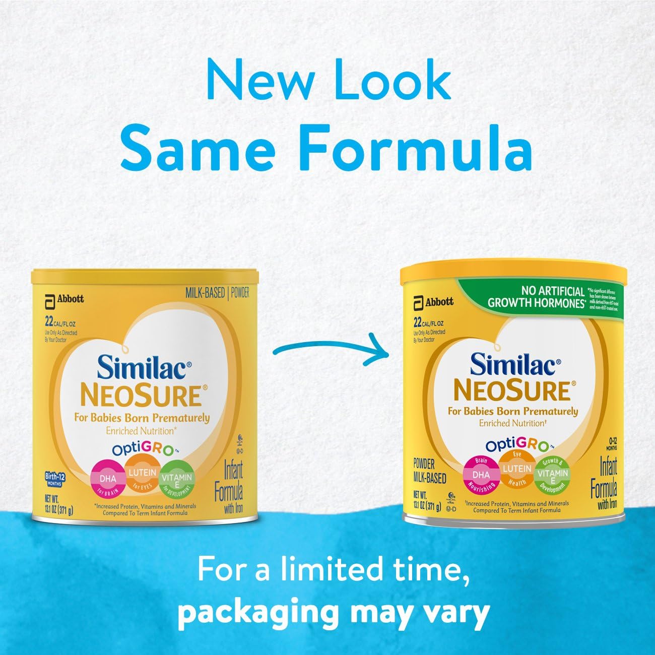 Similac NeoSure Infant Formula with Iron, For Babies Born Prematurely 13.1 oz, 6 Count Pack of 2