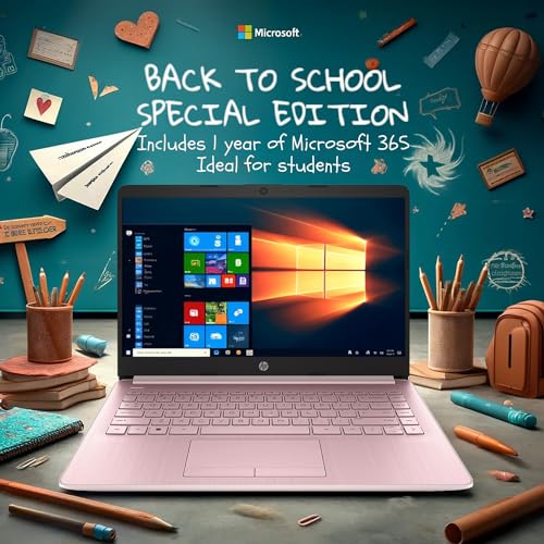 HP 14" HD Laptop | Back to School Limited Edition with 1 Year Microsoft 365 | Intel Quad-Core Processor | 16GB RAM | 576GB Storage | Long Battery Life | Black | w/WOWPC Bundle | Windows 11