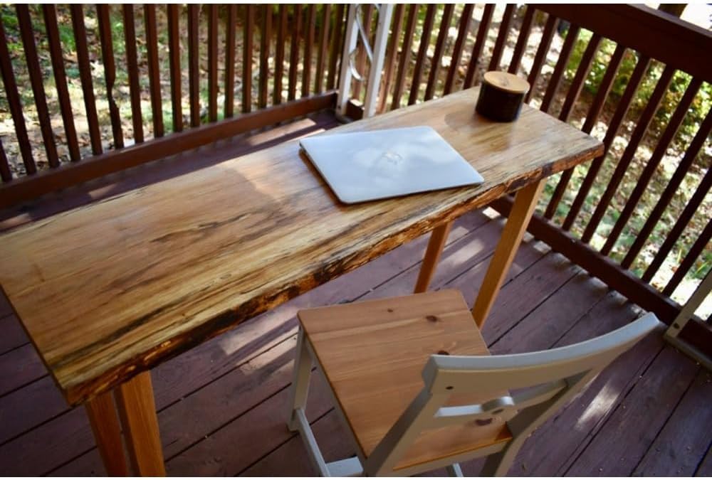 Maple Office Desk, Hallway Table, Rustic, Woodworking, Bedroom Desk, Spalted, Live Edge Table, Wood Work Desk, PC Laptop Workstation, 13"W x 28"H x 44"D, Computer Table for Bedroom, Living Room