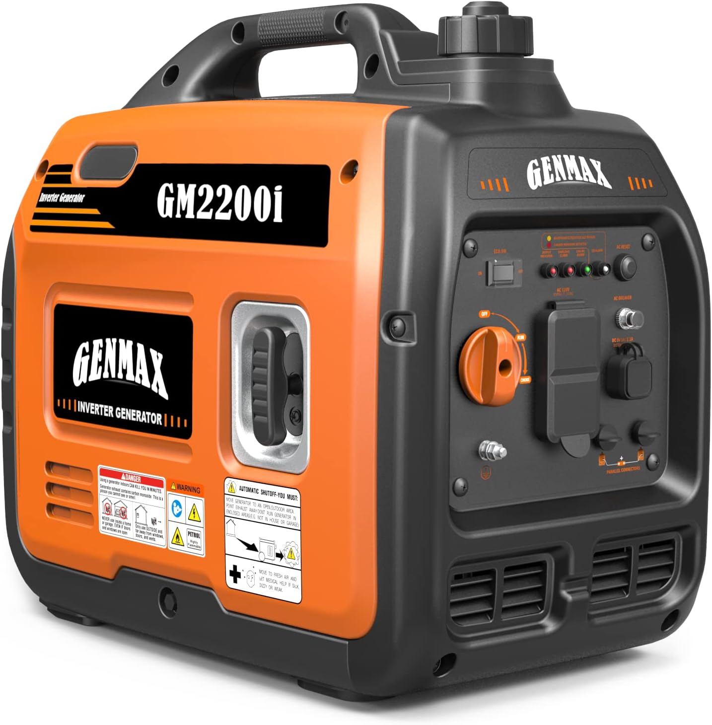 GENMAX Quiet Power Series Inverter Generator，Gas Powered, EPA Compliant, Eco-Mode Feature, Ultra Lightweight for Backup Home Use & Camping (GM5500i)