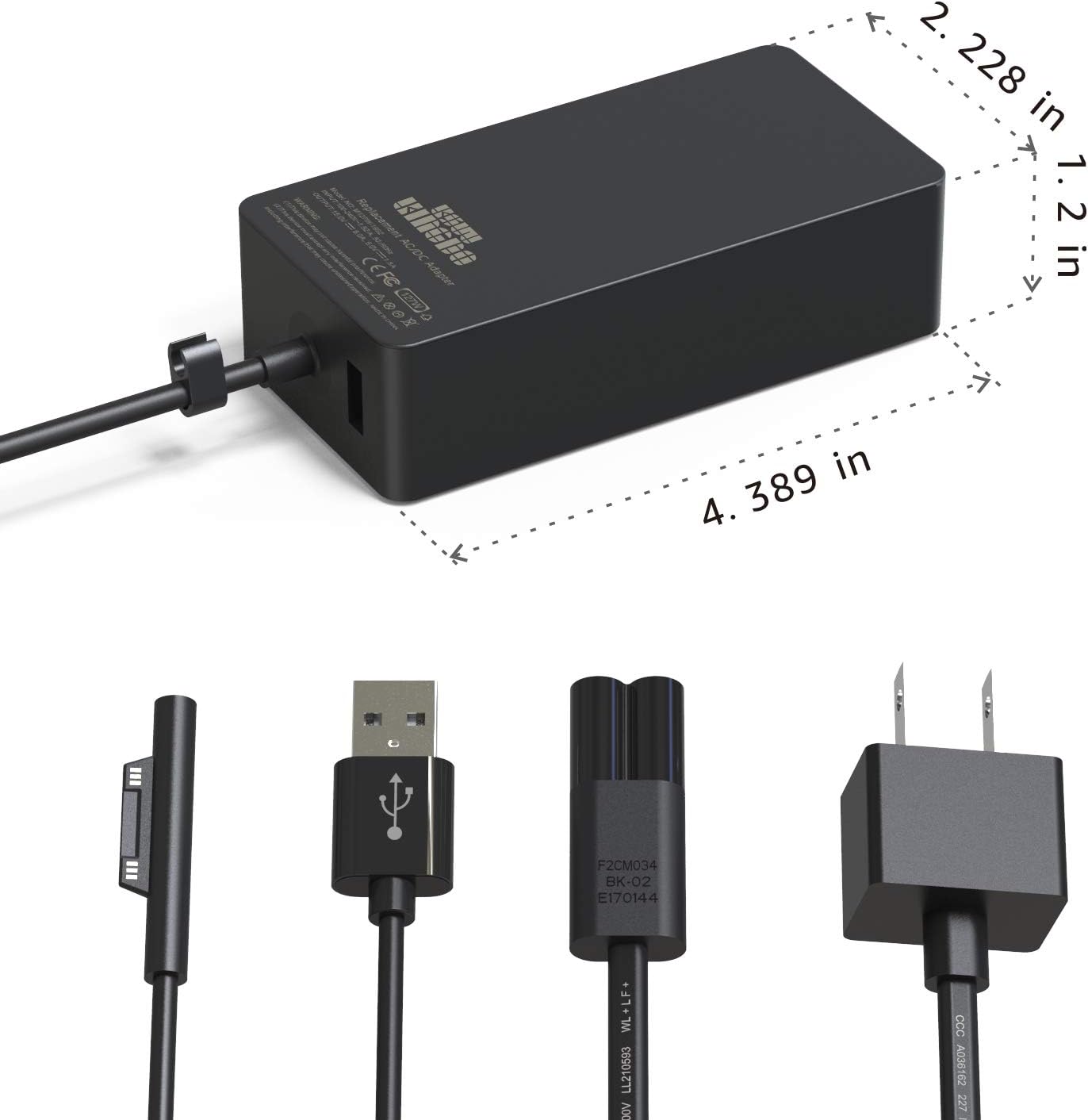 Surface Book 3 Charger, 127W 15V 8A Power Adapter Compatible with Surface Book 3/2/1, Surface Pro 8/Pro X/Pro 7/Pro 6/Pro 5/Pro 4/Pro 3,Surface Laptop Studio/3/2/1, Surface Go 3/2/1 With Carrying Case
