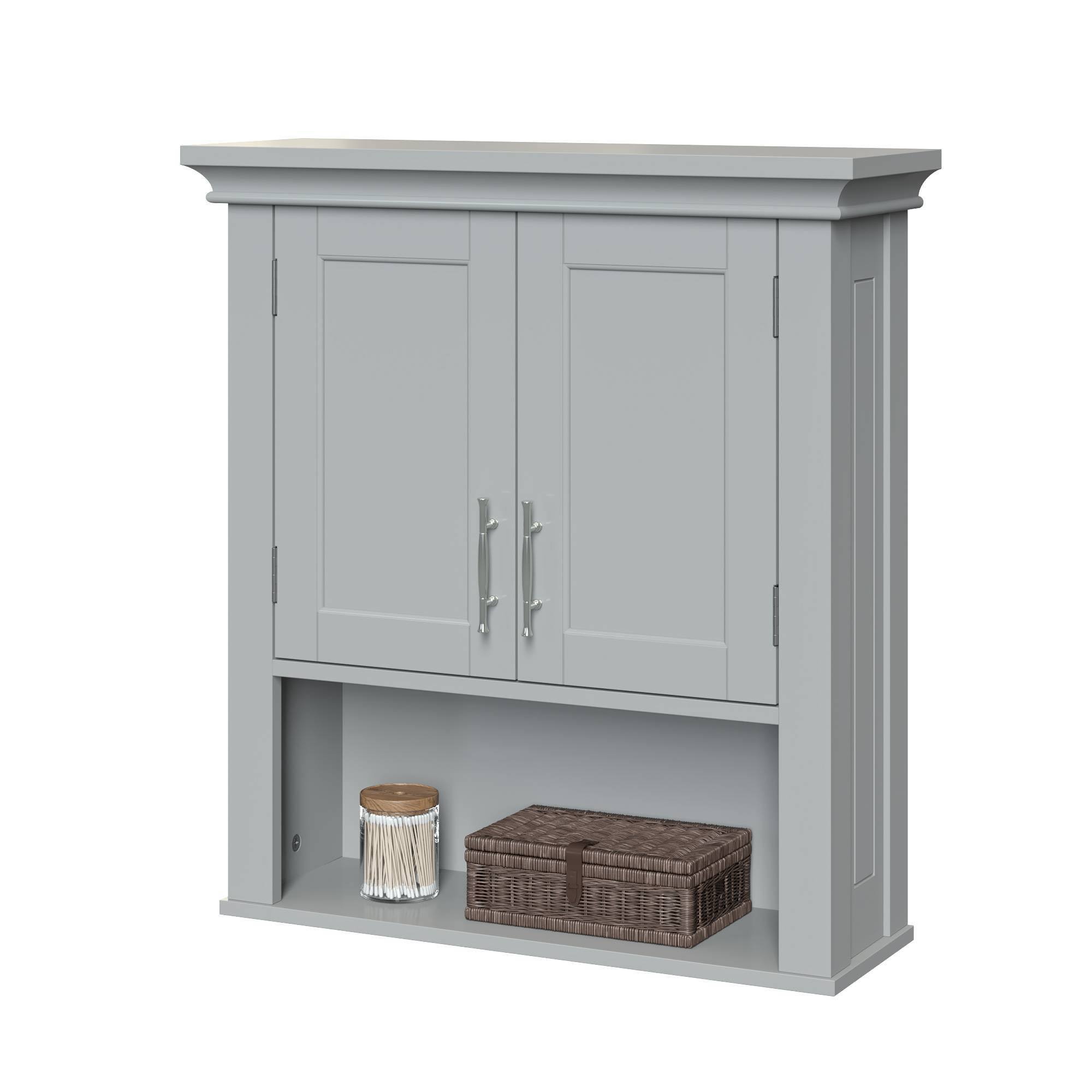 Somerset Two Door Wall Cabinet with Open Shelf Gray - RiverRidge Home