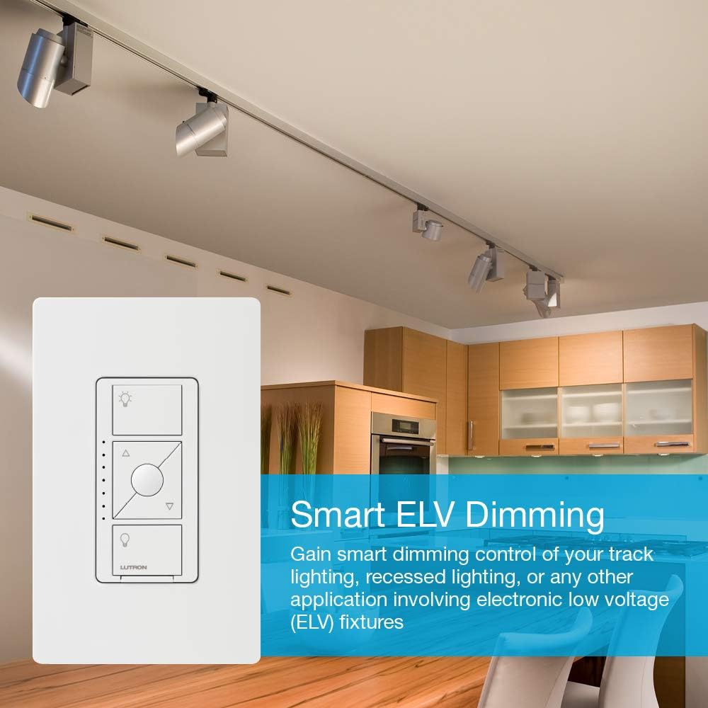 Lutron Caseta Wireless Smart Lighting ELV Dimmer Switch for Electronic Low Voltage Light Bulbs, PD-5NE-WH, White