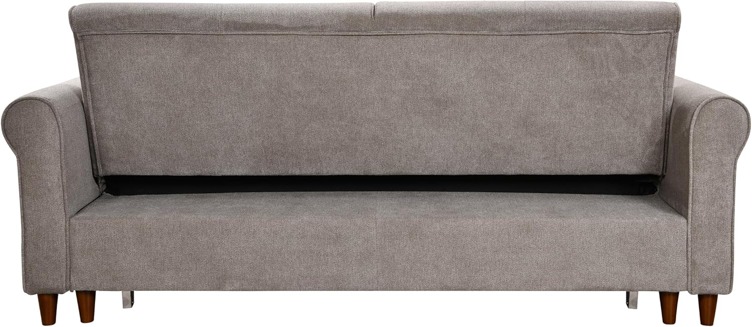 3 in 1 Convertible Sleeper Sofa Bed, Modern Fabric Loveseat Futon Sofa Couch with Pullout Bed,2 Pillows,Small Love Seat Lounge Sofa with Rolled Arm,USB Charging Port, Furniture for Living Room, Brown