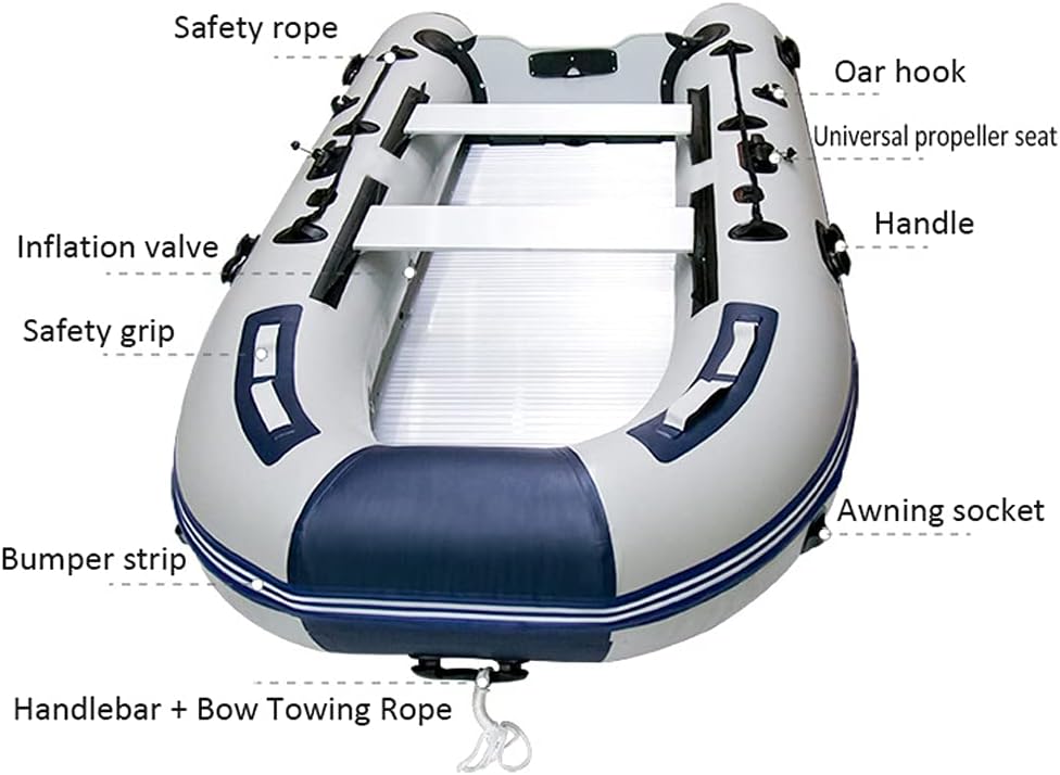 Inflatable Fishing Boat Canoe for Adult 7.5 ft 2-Person Portable Inflatable Rafts Kayak with Aluminum Alloy Bottom Apply to Oce Sea Lake in