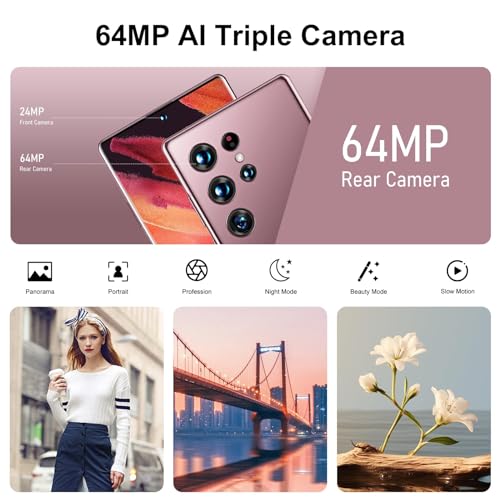 ExAchat C21 Ultra 5G Unlocked Cell Phone,Android 13 Smartphone, 6GB+256GB, 6.8" HD Display,Octa-Core CPU 6800mAh, 4AI Camera, Support Dual SIM/128GSD/GPS/Wi-Fi/Face/Fingerprint Unlock