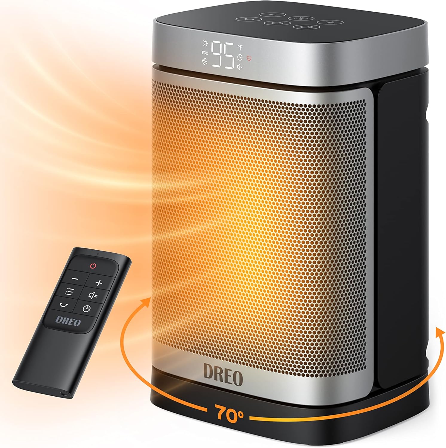 Dreo 1500W Space Heater with Remote and 25ft/s Quiet Oscillating Tower Fan for Indoors