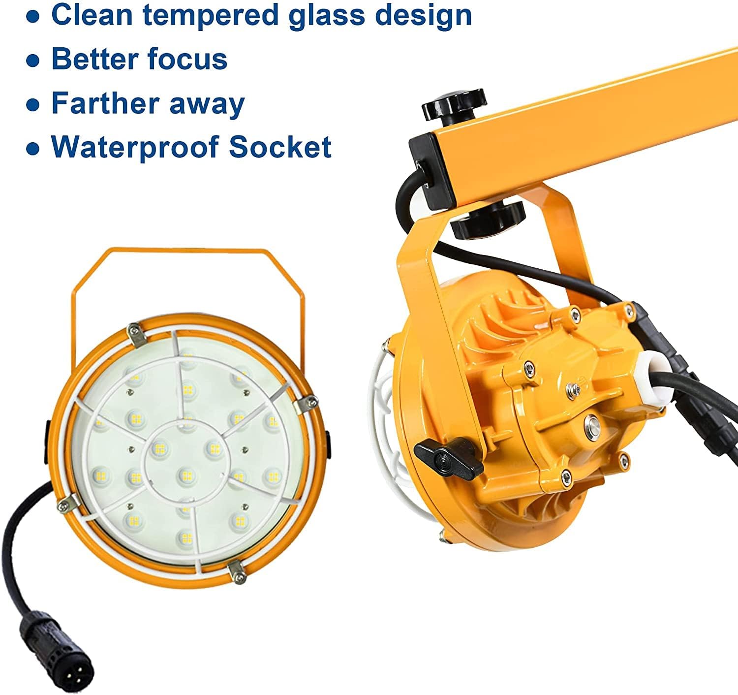 LED Loading Dock Light, Lawind LED Dock Light with Double Swing Arm, Heavy Duty Steel Loading Dock Mounting Arm, 360° Rotatable Construction Lights for Warehouse Work, Docks (50W Light & 40in Arm)