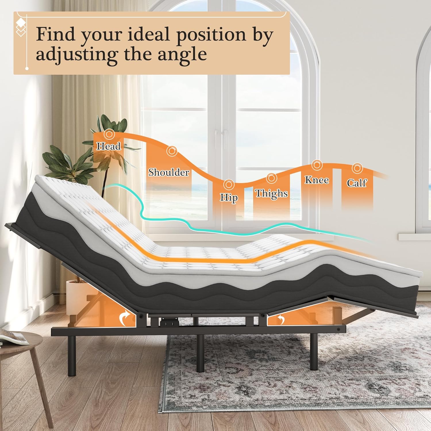 Adjustable Bed Frame -Wireless Remote -Memory Function -Adjustable Bed Base -Head and Foot Lift Incline -Zero Gravity -Quiet Motorfor Lying Down, Reading, Watching TV,Fatigue,Backache[QUEEN]