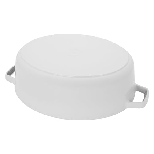 STAUB Specialty Shaped Cast Iron 6.25-qt Shallow Oval Dutch Oven-White