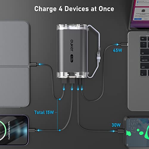 100W Power Bank, 40000mAh Portable Laptop Fast Charging Power Charger with 4 Ports, 5 Flashlight Modes, IP67 Waterproof for iPhone 14/13 Series, Samsung, MacBook, Dell
