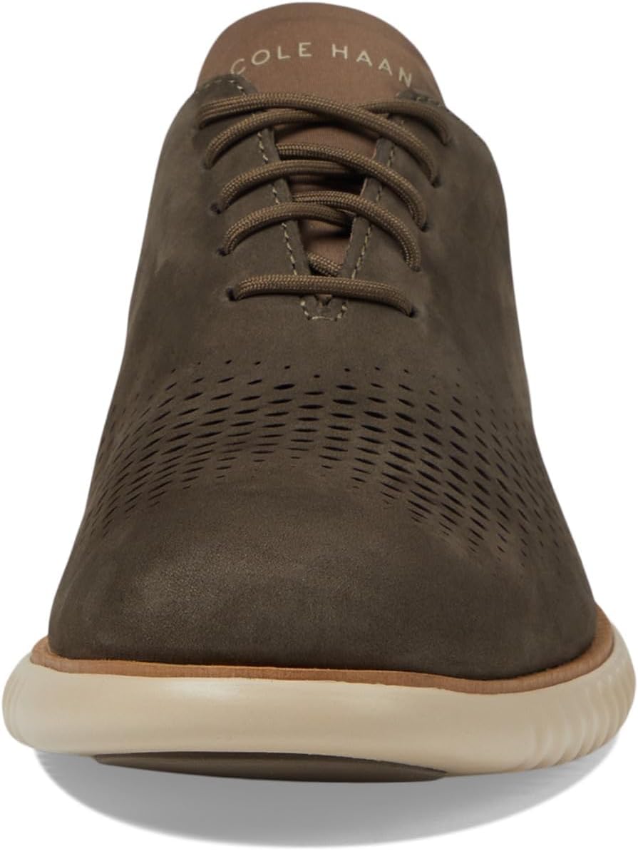 Cole Haan Men's 2.Zerogrand Laser Wing Tip Oxford Lined, Deep Olive Nubuck/Oat, 10