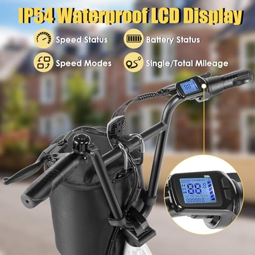 Caroma Peak 819W Adult Electric Scooters, 500Wh Battery, 30 Miles Range, 20" Fat Tire, 20 MPH Top Speed, Off-Road E Scooter with Adjustable Seat&Detachable Basket, Foldable Ebike for Commuting