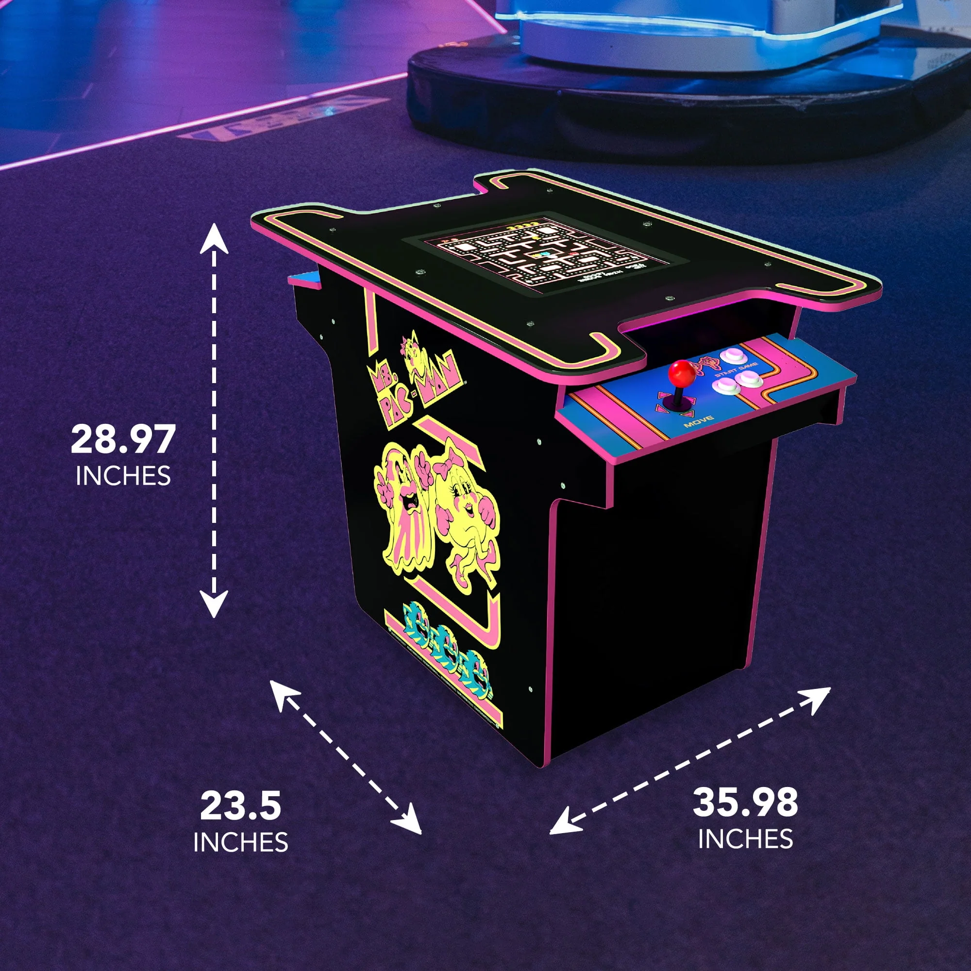 Arcade1UP Ms. PAC-MAN Head-to-Head Arcade Table with 12 Games in 1, Black