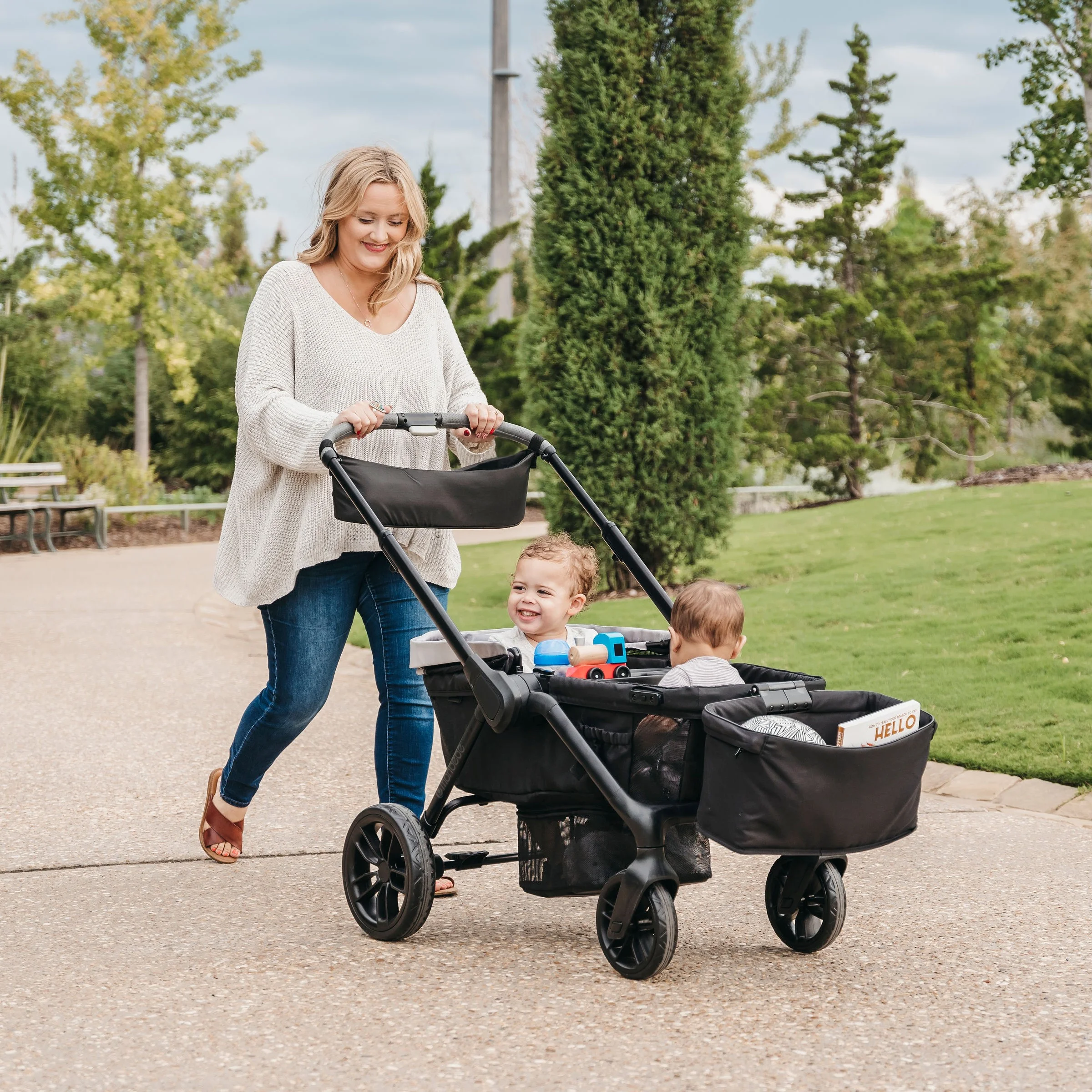 Monbebe Everyday Outings Wagon Stroller, Cobblestone Grey