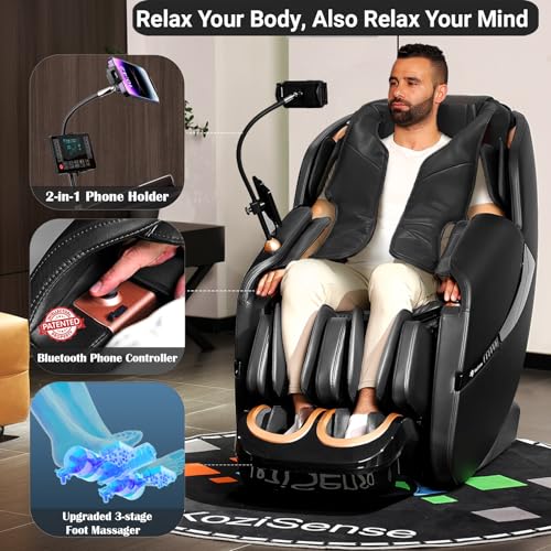 2025 Massage Chair Full Body, Zero Gravity SL-Track Shiatsu Massage Recliner Chair with Heat, AI Control, Body Scan and Calfrest Extension