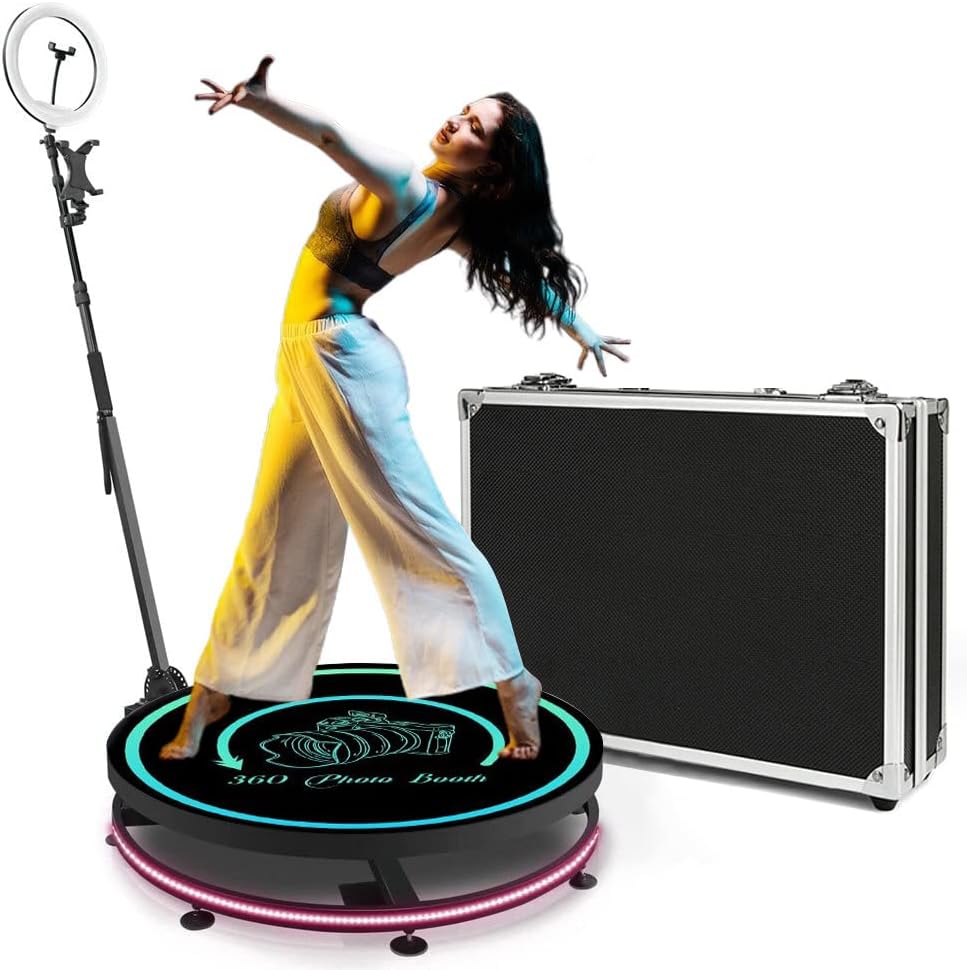Upgrade 360 Photo Booth Machine for Parties, 360 Photo Booth for Parties,360 Camera Booth Automatic Slow Motion 360 Spin Photo Booth for Cheristmas Wedding (26.8”)
