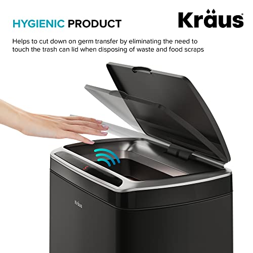Kraus GarbagePro Rectangular 13 Gallon Hands-Free Motion Sensor Trash Can Battery Operated