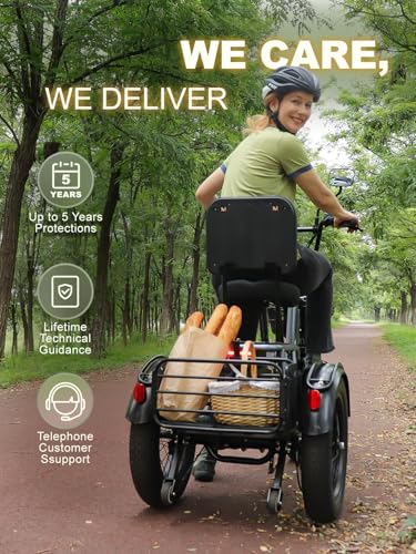 Breeze Folding Electric Tricycle for Adults, 1000W 48V 15AH, 18''×4'' Fat Tire Electric Trike, 20MPH 80Miles E-trike, 3 Wheel Electric Bike, Reverse & Parking, 450lbs Load (with Upgraded Parts)