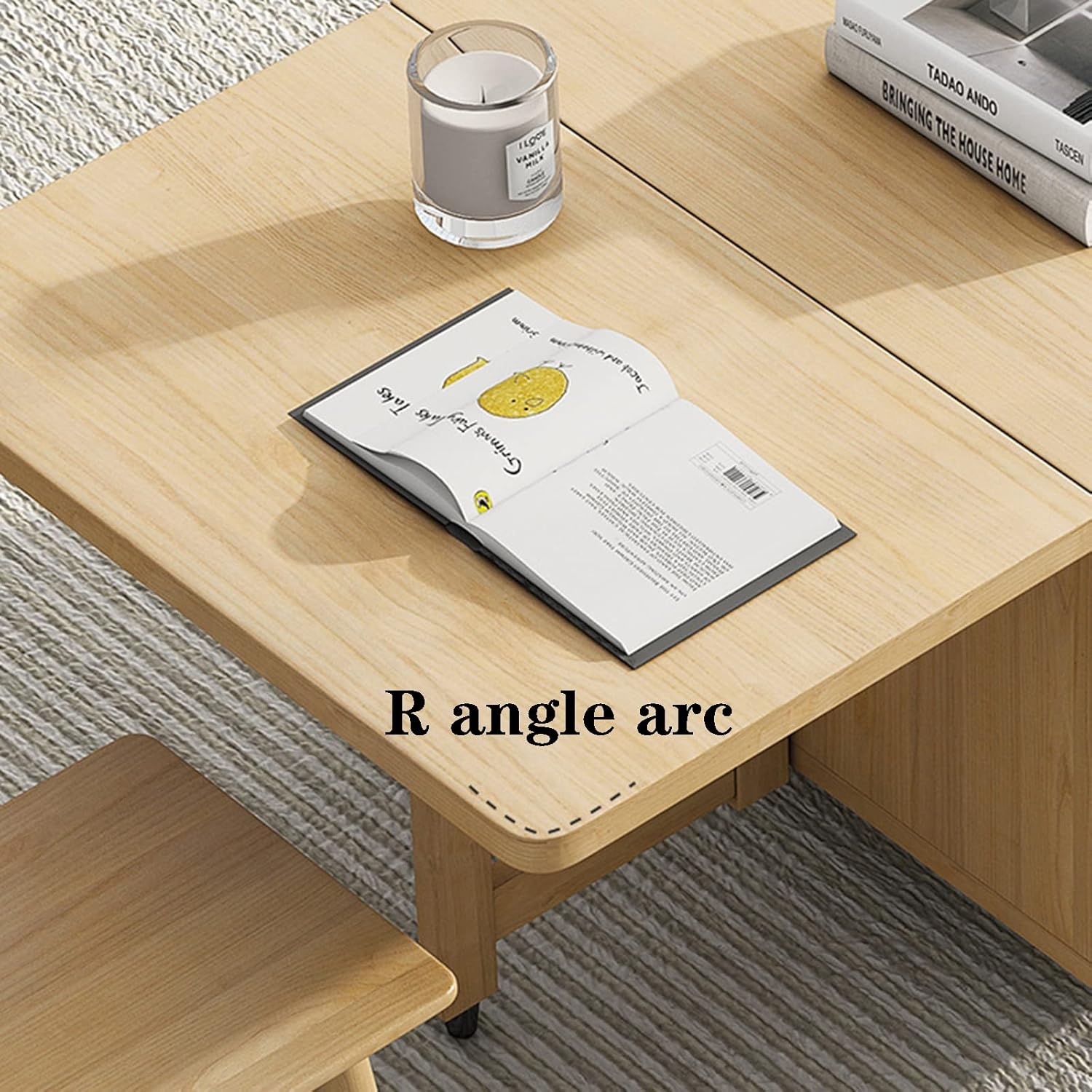 Folding Coffee Table, Multifunctional Dining Table, Solid Wood Drop-Leaf Tea Table with Rollers, Save Space, for Living Room Dining Kitchen Bedroom Furniture, 1.4m, Wood Color
