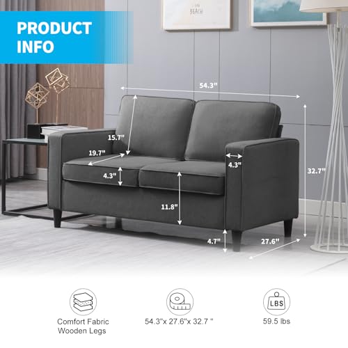 Loveseat Sofa Small Love Seat Couches for Small Spaces,54" Loveseat Sofa Small Couch Two Seats Modern Comfy Couch for Bedroom and Living Room Office Appartment
