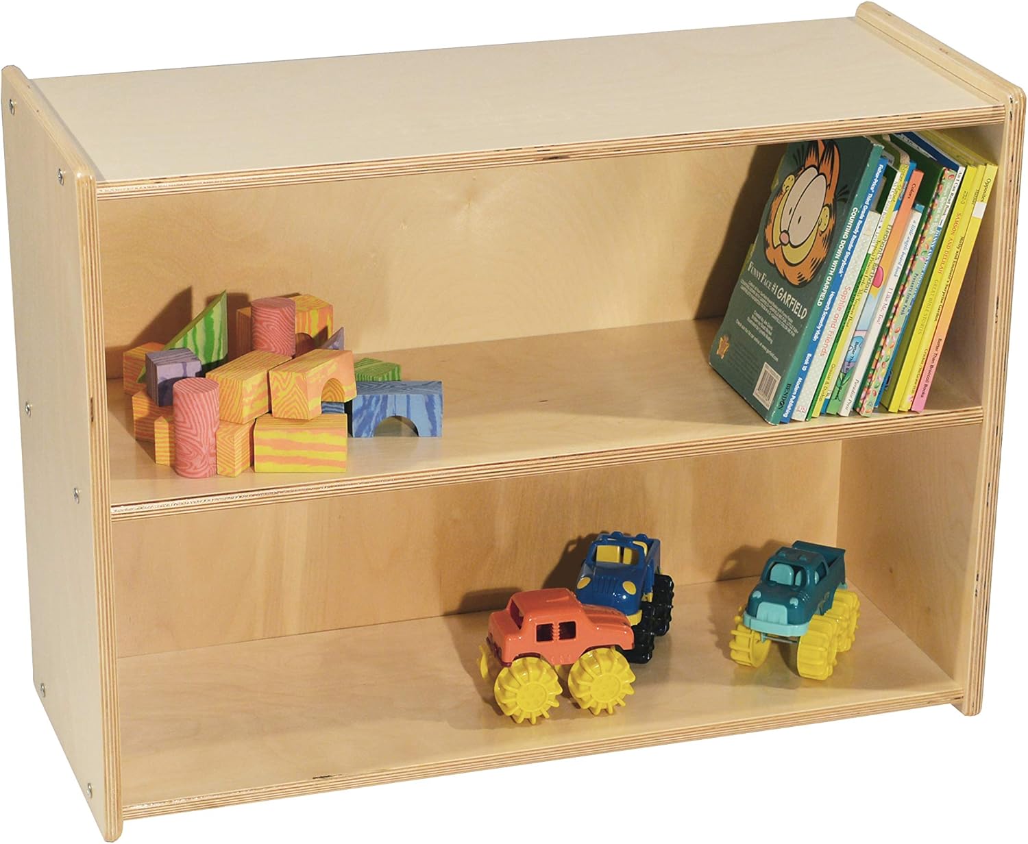 Contender Daycare Shelves for Kids, Bookcase with 2 Shelves for Storage, Wood Furniture for Toddlers, Children, Classroom, 30-inch Width