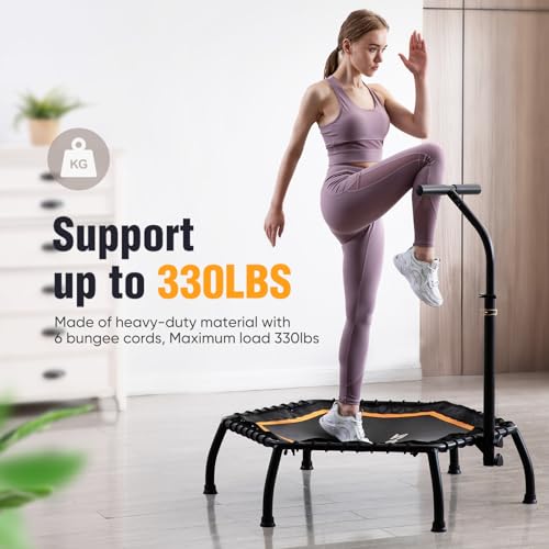Zupapa Silent Mini Fitness Trampoline– Indoor Rebounder for Adults – Best Urban Cardio Jump Fitness Workout Trainer – Max Limit 330 lbs