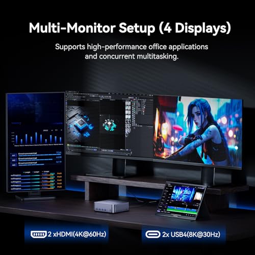 GEEKOM GT1 Mega AI Mini PC, with Intel 14th Gen Ultra 9 185H (Up to 5.1 GHz), 32GB DDR5 2TB M.2 NVMe SSD, Mini Desktop Computers Windows 11 Pro, 2.5G Dual LAN/WiFi 7/BT 5.4/USB4.0/8K/3 Years Warranty