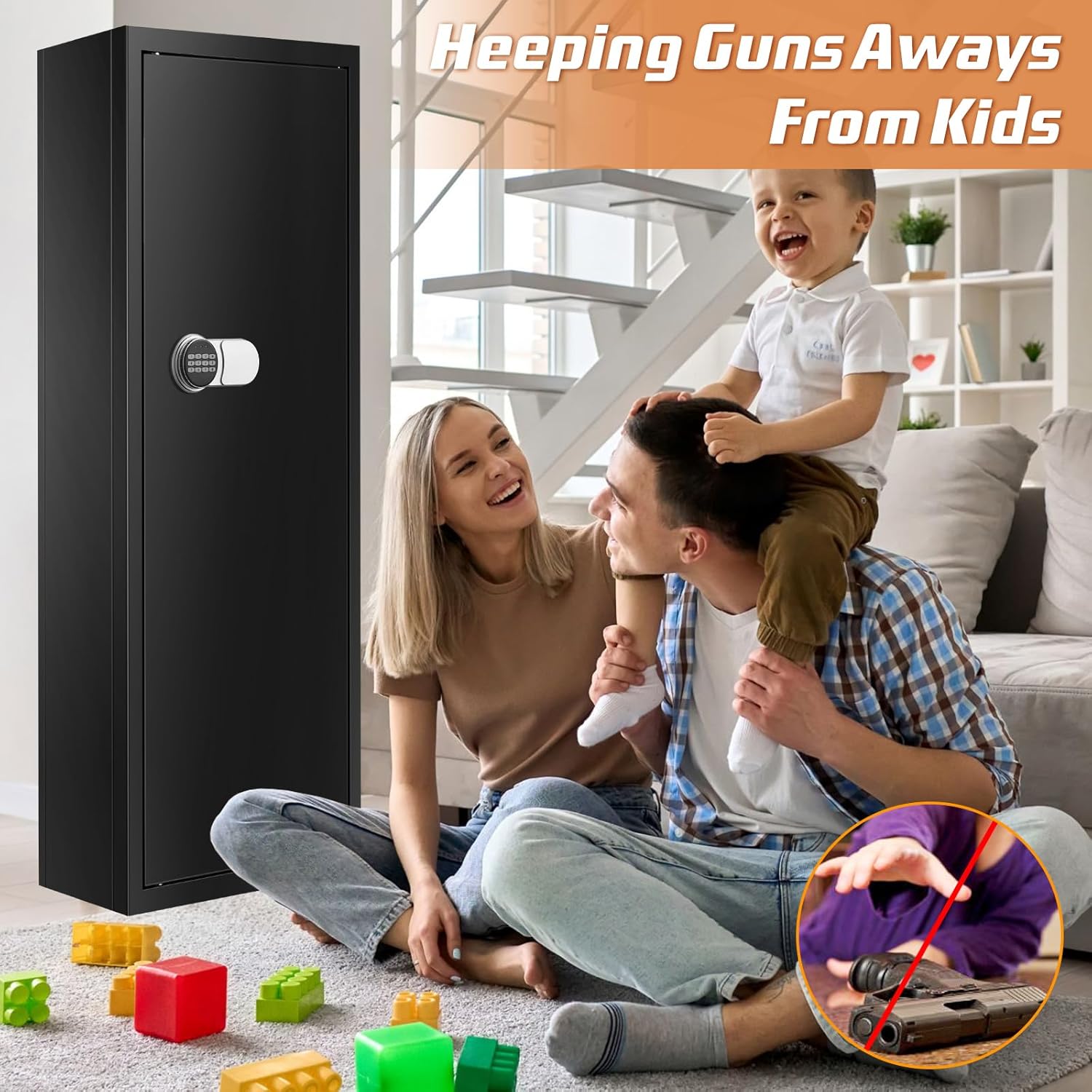 [𝟐𝟎𝟐𝟒 𝐍𝐄𝐖] 7-8 Fireproof Gun Safes for Home Rifle and Pistols, Heavy Duty Gun Cabinet for Rifles and Shotguns, Quick Access Gun Safes & Cabinets with Digital Keypad & Silent Mode-Black