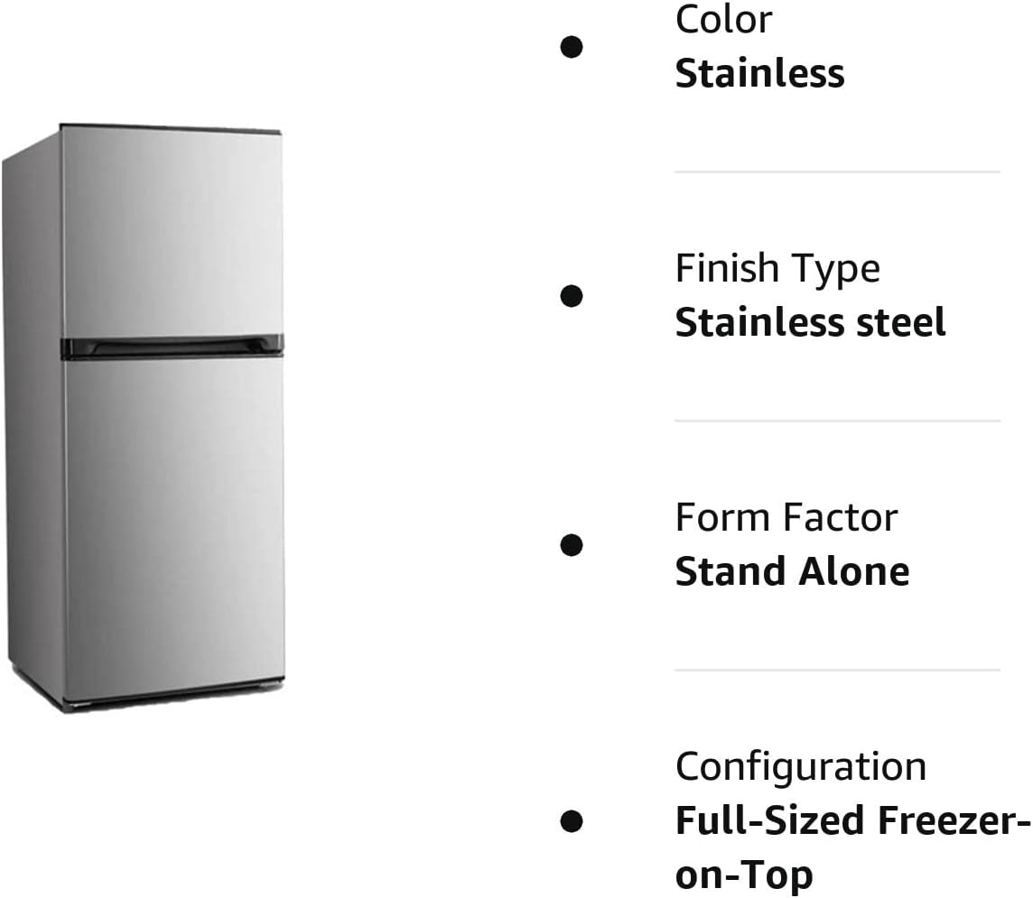 Avanti FF7B3S FF7B Apartment Size Refridgerator, Compact Fridge with Top Freezer with Temperature Control and Adjustable Shelves and Crisper Drawer, 7.0 cu.ft, Stainless Steel, 7 cu. ft