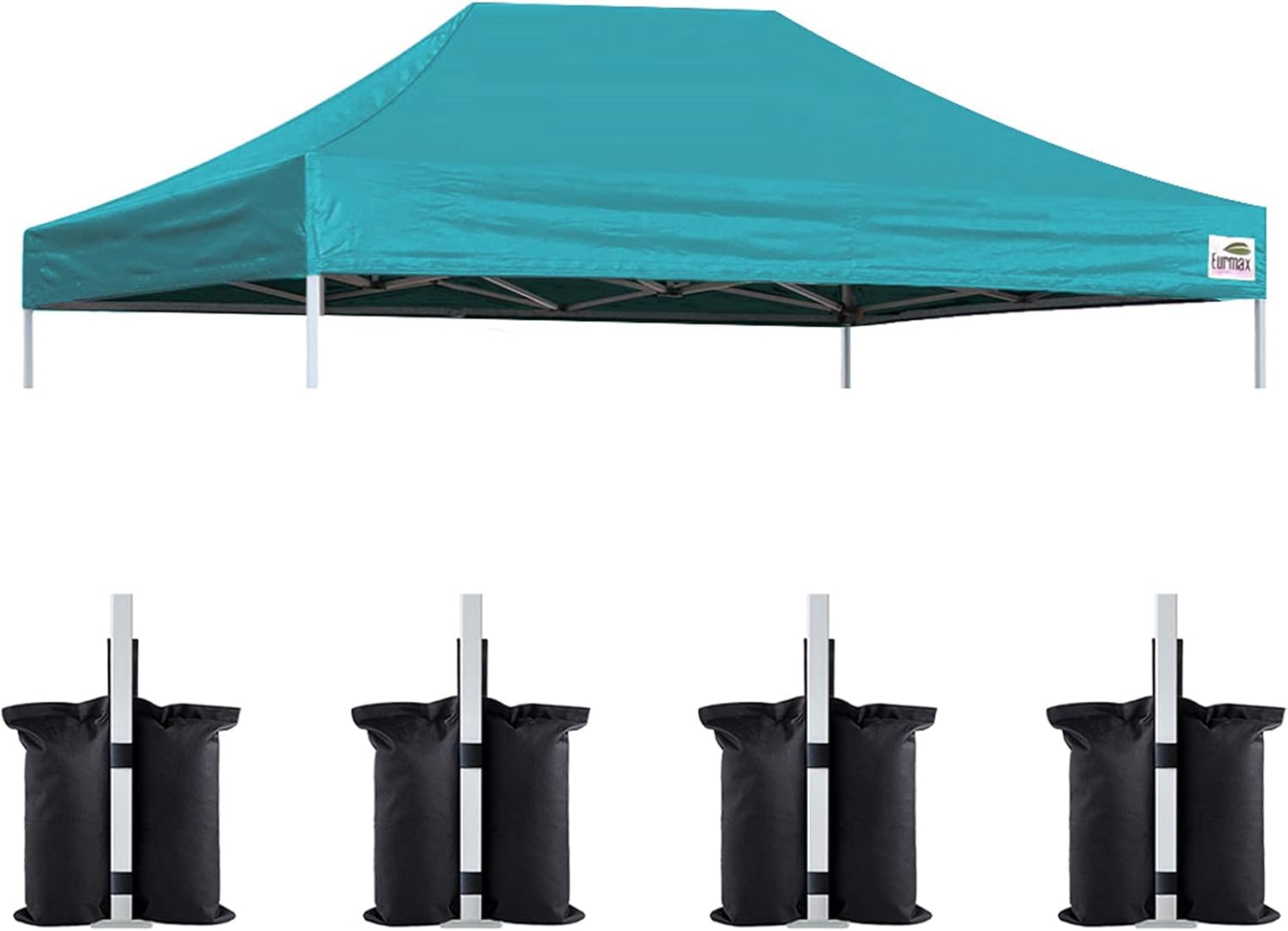 Eurmax 10x20 Pop Up Canopy Replacement Canopy Tent Top Cover, Instant Ez Canopy Top Cover ONLY, Choose 30 Colors,Bonus 4PC Pack Canopy Weight Bag (White)
