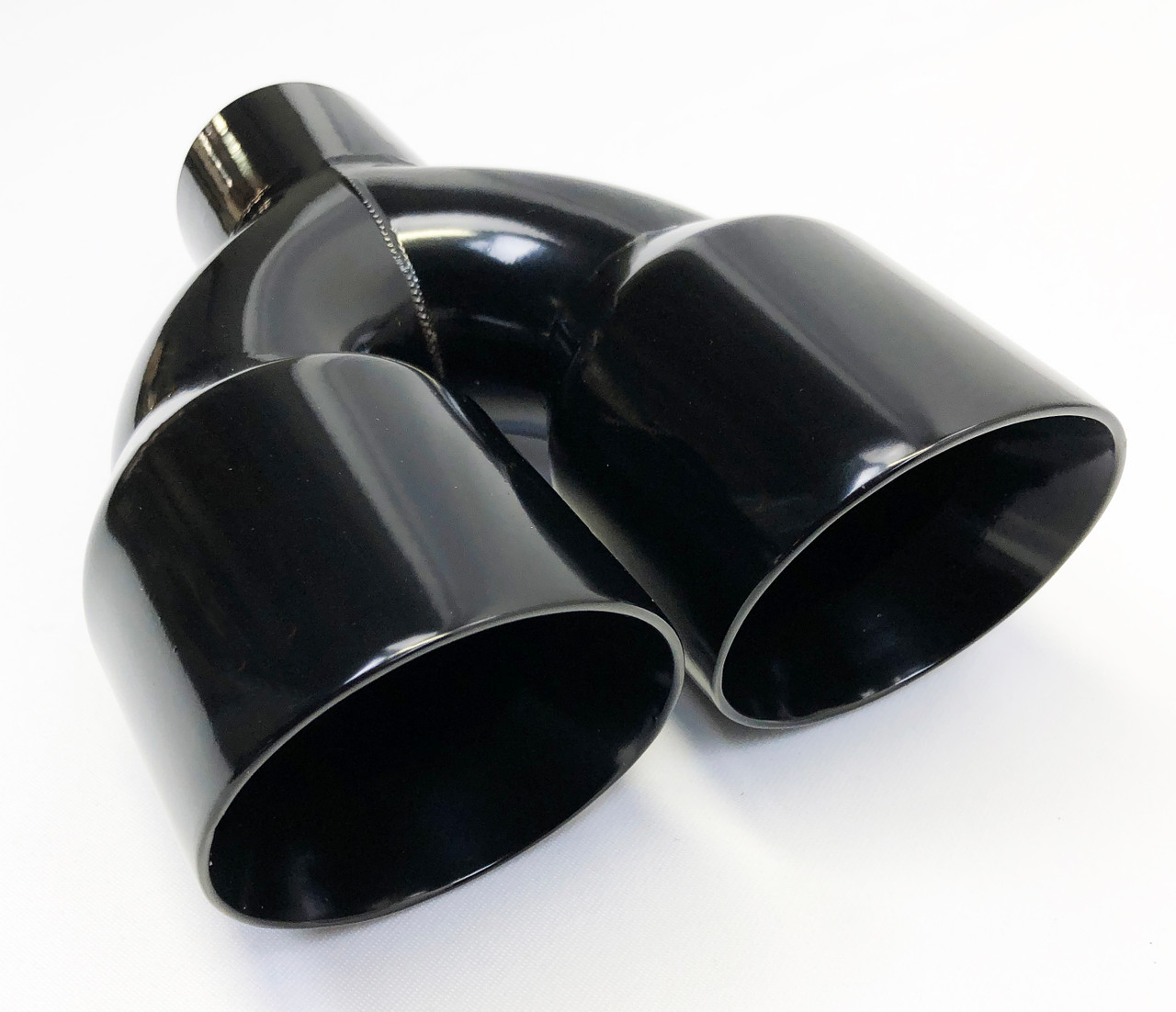 Exhaust Tip 2.50" Inlet 3.50" Outlet 9.50" long Dual Round Slant High Temperature Black Black Stainless Steel  WDWDRS35095-250-BK-SS Wesdon Exhaust Tip