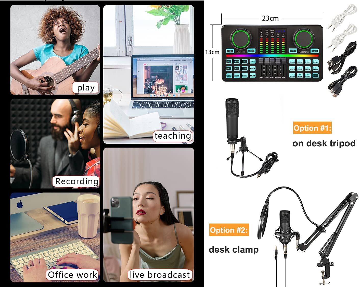 DJ Mixer, ALL-IN-ONE Podcast Equipment Bundle Music Recording Production Studio with Condenser Microphone 3.5mm for Live Streaming,Compatible with PC,Smartphone,Gaming