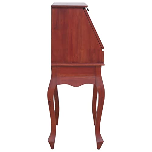 Secretary Desk Brown 30.7"x16.5"x40.6" Solid, Wood,Vintage, Secretary Desk with Flip Top and Ample Storage Home Office Furniture